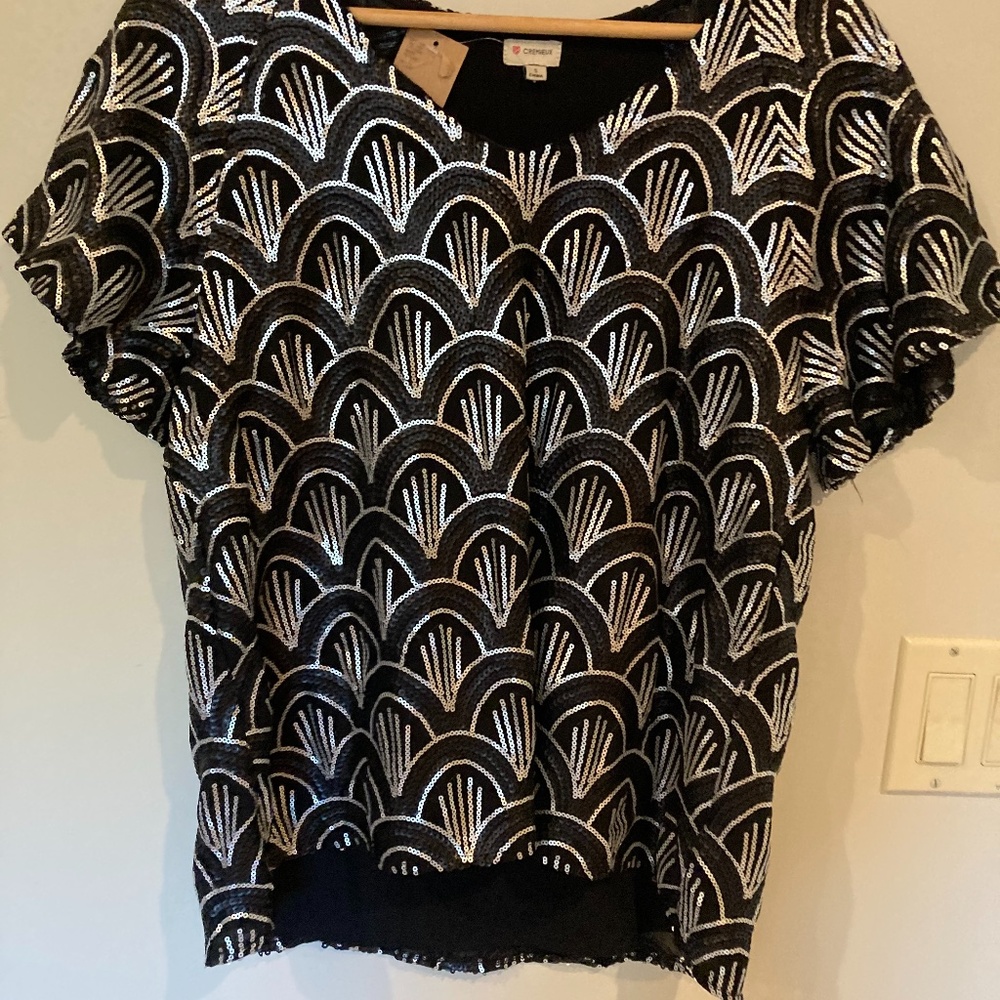 Beautiful Cremieux Black and Silver Top